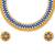 Golden Ball With Blue Stone Traditional Brass Necklace Jewellery Set With Earrings For Women Girls
