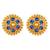 Golden Ball With Blue Stone Traditional Brass Necklace Jewellery Set With Earrings For Women Girls