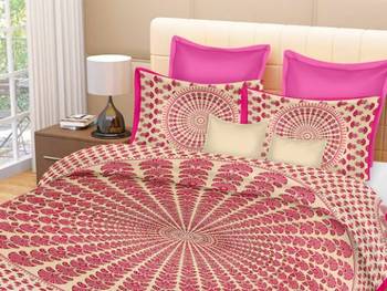 RIDAN  Mor Pankh Print Pure Cotton Double  multicolour Bedsheet 1