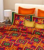 Ridan  Katha Print Pure Cotton Double multicolour Bedsheet