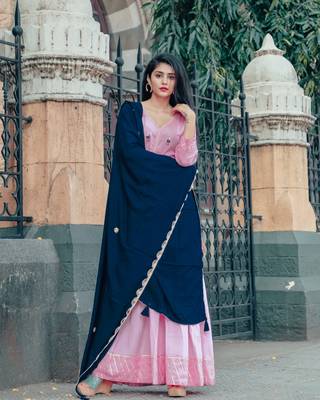 Ultra Rose Pink Handwork Skirt Set 3