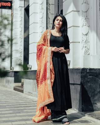 Royal Jet Black Suit Set With Multi Bandhej Dupatta 2