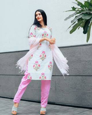 Pink Hand Block Printed Suit Set 3
