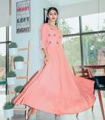 Exotic Peach Hand Embroidered Cotton