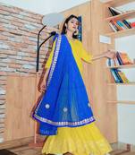 Bright Yellow Gotta Dress With Gorgeous Lehariya Dupatta