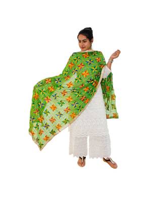 Green Phulkari Pankha Dupatta 1