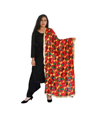Multi-Coloured Embroidery Pankha Dupatta 1