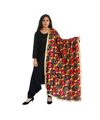 Multi-Coloured Embroidery Pankha Dupatta 1