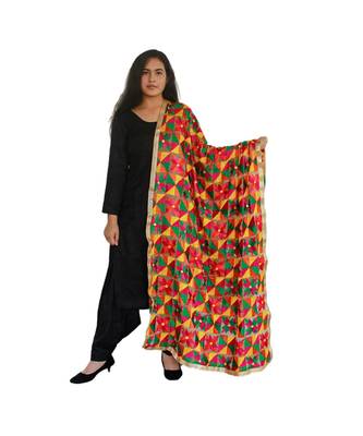 Multi-Coloured Embroidery Pankha Dupatta 1