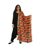 Multi-Coloured Embroidery Pankha Dupatta