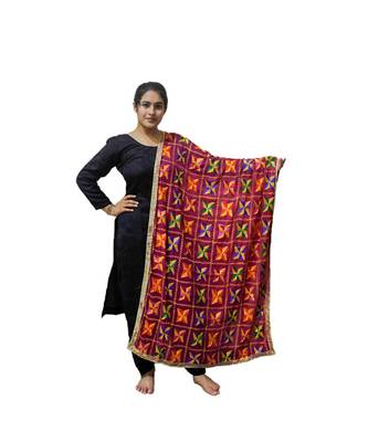 multicolor Phulkari Pankha Dupatta 1