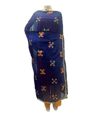 Navy Blue Phulkari Booti Dupatta 1