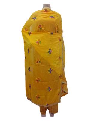 Yellow  Phulkari Booti Dupatta 1