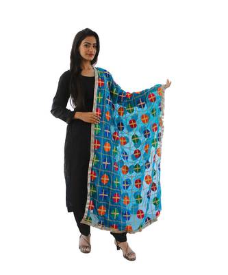blue Phulkari Dupatta 1
