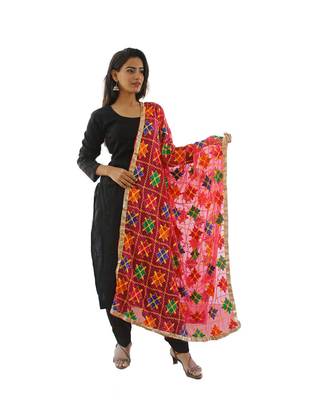 pink Phulkari Dupatta 1