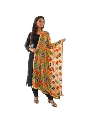 beige Phulkari Dupatta 1