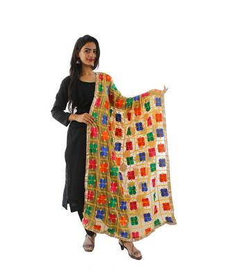 beige Phulkari Dupatta 1