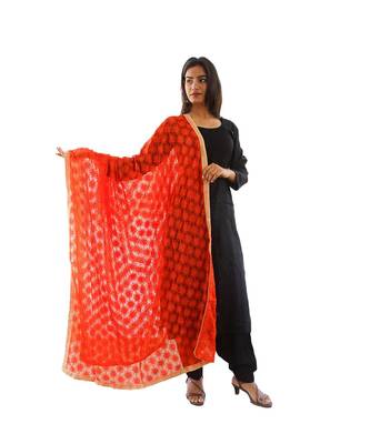 red Phulkari Kanchan Dupatta 1