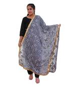 blue Heavy Embroidery Phulkari Dupatta