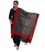 black Chanderi Silk Banarsi Dupatta