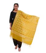 yellow Chanderi Silk Banarsi Dupatta