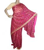 Majenta woven Phulkari Saree