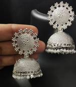 Designer Ethnic Indian Bollywood All Occasion Silver Plated Pearl Jhumkas