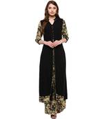 Women's Black Colour 3/4Th Sleeve Rayon Flared Kurta And Palazzo
