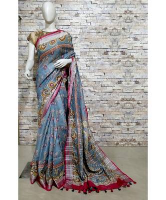 Dark Green Hand Woven Poly Silk Handloom Sarees 1