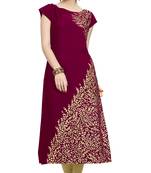 Beamish Dark Pink Colour Foil Print Crepe Kurti