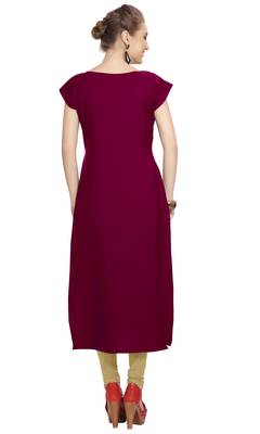 Beamish Dark Pink Colour Foil Print Crepe Kurti 4
