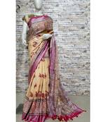 Multicolor Floral Print Linen Saree