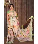 Multicolor Floral Print Linen Saree