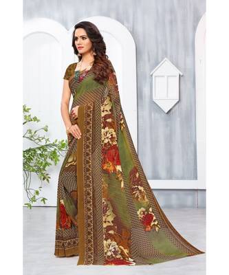 Maroon Georgette Printed Designer saree with blouse 2