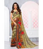 Multi Color Georgette Printed Designer saree with blouse