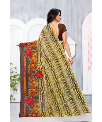 Multi Color Georgette Printed Designer saree with blouse 3