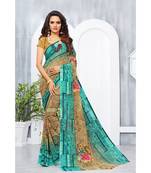 Green Georgette Printed Designer saree with blouse
