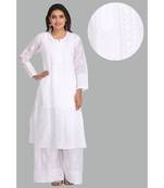 White Embroidered Cotton Chikankari Kurti