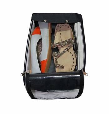 atorakushon Indian Shoe Cover Travelling Shoe Storage Bag/Storage Footwear Organiser Pouch Shoe Bag Black Pack of 1 4