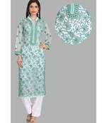 Green Embroidered Georgette Chikankari Kurti