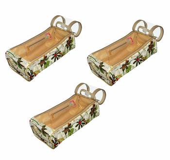 atorakushon Flower Print, Shoe Cover Travelling Shoe Storage Bag/Storage Footwear Organiser Pouch Shoe Bag Pack of 3 1