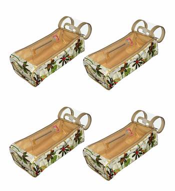 atorakushon Flower Print, Shoe Cover Travelling Shoe Storage Bag/Storage Footwear Organiser Pouch Shoe Bag Pack of 4 1