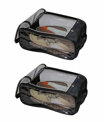 atorakushon Indian Shoe Cover Travelling Shoe Storage Bag/Storage Footwear Organiser Pouch Shoe Bag Black Pack of 2 1