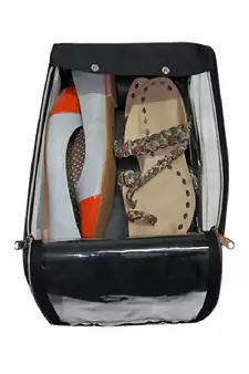 atorakushon Indian Shoe Cover Travelling Shoe Storage Bag/Storage Footwear Organiser Pouch Shoe Bag Black Pack of 2