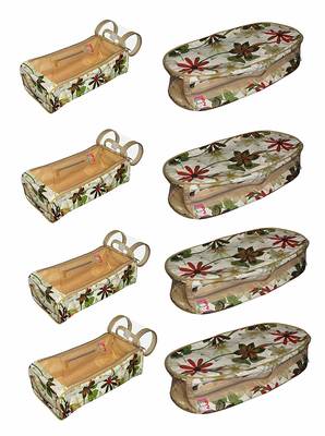 atorakushon   Flower Print, Shoe Cover Slippers Travelling Shoe Storage Bag Footwear Organiser Pouch Shoe Bag Set of 8 1