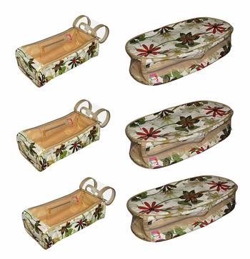 atorakushon   Flower Print, Shoe Slippers Cover Travelling Shoe Storage Bag Footwear Organiser Pouch Shoe Bag Set of 6 1