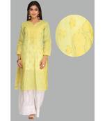 Green Embroidered Cotton Chikankari Kurti