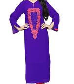 Blue Color Casual Wear Georgette Embroidery Kurti For Women