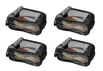 atorakushon Indian Shoe Cover Travelling Shoe Storage Bag/Storage Footwear Organiser Pouch Shoe Bag Black Pack of 4 2