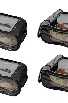 atorakushon Indian Shoe Cover Travelling Shoe Storage Bag/Storage Footwear Organiser Pouch Shoe Bag Black Pack of 4